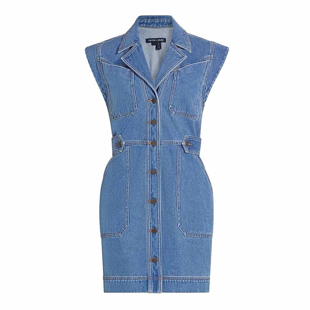 Veronica Beard Jax Denim Casual Mini Dress Size 0 Light Cornflower